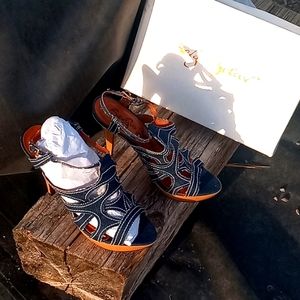 Blue denim high heels